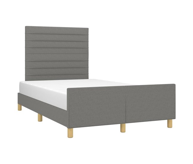 Conforama Estructura De Cama Con Cabecero De Tela Gris Oscuro 120x200 Cm Rayas Horizontales