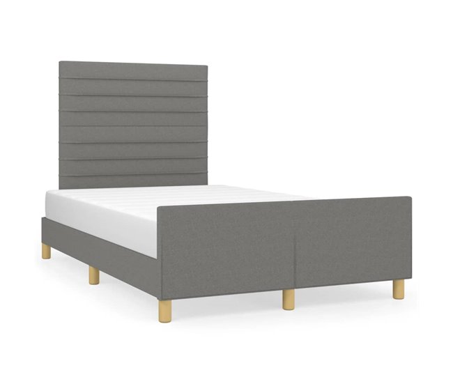 Conforama Estructura de cama con cabecero de tela gris oscuro 120x200 cm Rayas horizontales