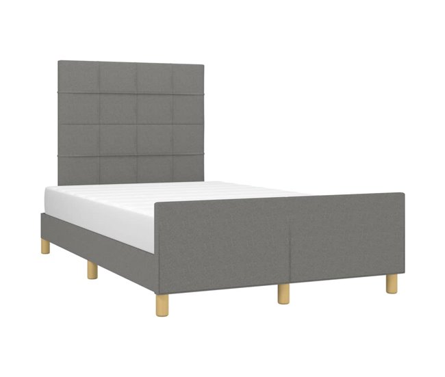 Conforama Estructura De Cama Con Cabecero De Tela Gris Oscuro 120x200 Cm Bloques Con Cuadros