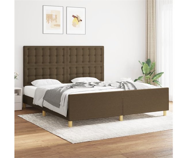 Conforama Estructura De Cama Con Cabecero De Tela Marrón 180x200 Cm Botones