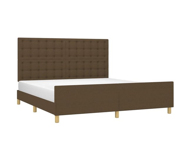 Conforama Estructura De Cama Con Cabecero De Tela Marrón 180x200 Cm Botones