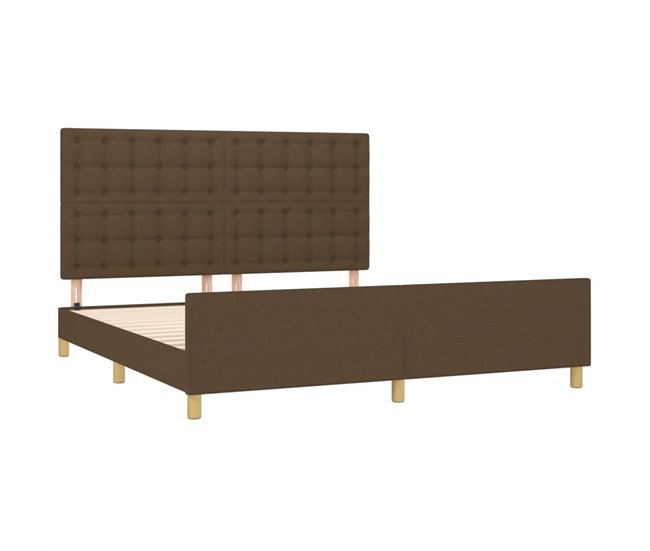 Conforama Estructura De Cama Con Cabecero De Tela Marrón 180x200 Cm Botones