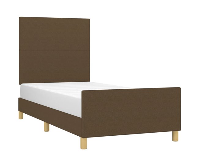 Conforama Estructura De Cama Con Cabecero De Tela Marrón Oscuro 90x190 Cm Diseño Plano
