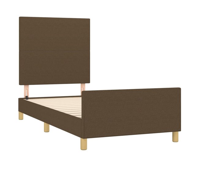 Conforama Estructura De Cama Con Cabecero De Tela Marrón Oscuro 90x190 Cm Diseño Plano