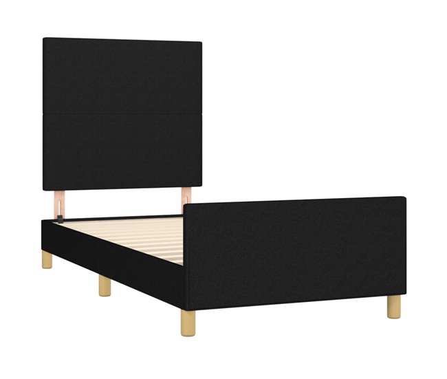 Conforama Estructura De Cama Con Cabecero De Tela Negro 100x200 Cm Diseño Plano