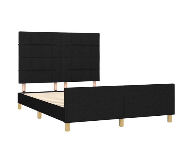 Conforama Estructura De Cama Con Cabecero De Tela Negro 140x190 Cm Bloques Con Cuadros