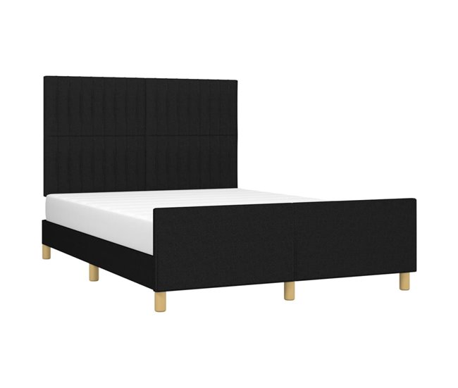 Conforama Estructura De Cama Con Cabecero De Tela Negro 140x190 Cm Rayas Verticales