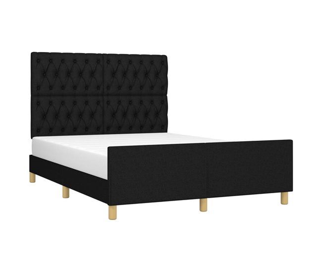Conforama Estructura De Cama Con Cabecero De Tela Negro 140x200 Cm Diseño De Botones