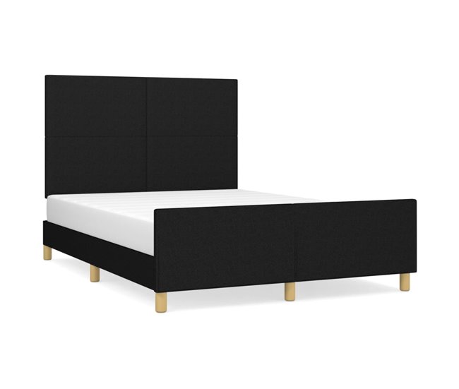 Conforama Estructura de cama con cabecero de tela negro 140x190 cm Diseño plano