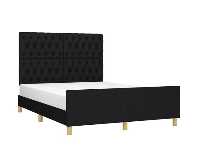 Conforama Estructura De Cama Con Cabecero De Tela Negro 140x190 Cm Diseño De Botones