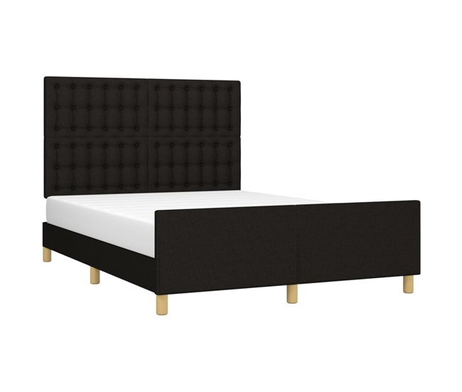 Conforama Estructura De Cama Con Cabecero De Tela Negro 140x200 Cm Botones