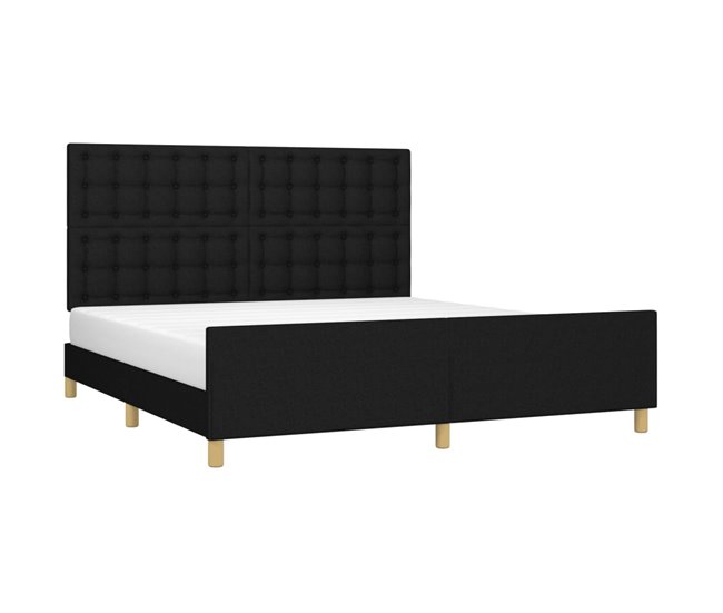 Conforama Estructura De Cama Con Cabecero De Tela Negro 160x200 Cm Botones