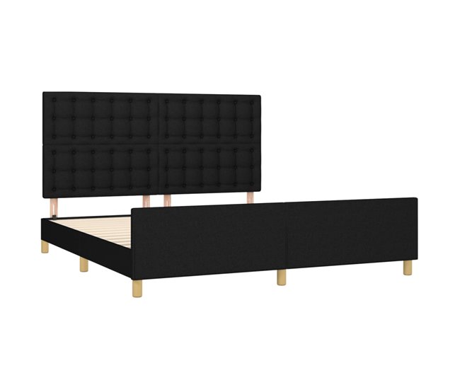 Conforama Estructura De Cama Con Cabecero De Tela Negro 160x200 Cm Botones