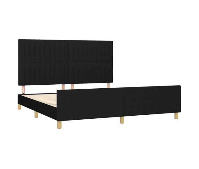 Conforama Estructura De Cama Con Cabecero De Tela Negro 160x200 Cm Rayas Verticales
