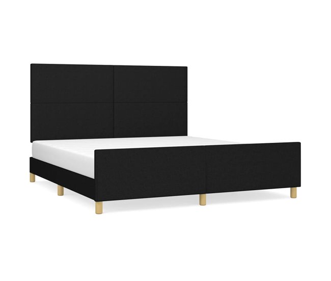 Conforama Estructura de cama con cabecero de tela negro 160x200 cm Diseño plano
