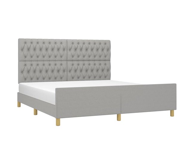 Conforama Estructura De Cama Con Cabecero Gris Claro Tela 180x200 Cm Diseño De Botones