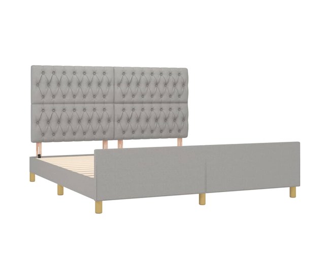 Conforama Estructura De Cama Con Cabecero Gris Claro Tela 180x200 Cm Diseño De Botones
