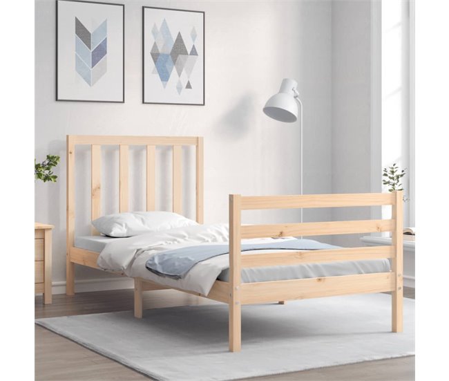 Conforama Estructura De Cama Con Cabecero Madera Maciza 100x200 Cm