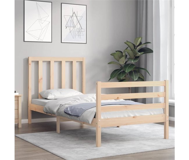 Conforama Estructura De Cama Con Cabecero Madera Maciza 100x200 Cm
