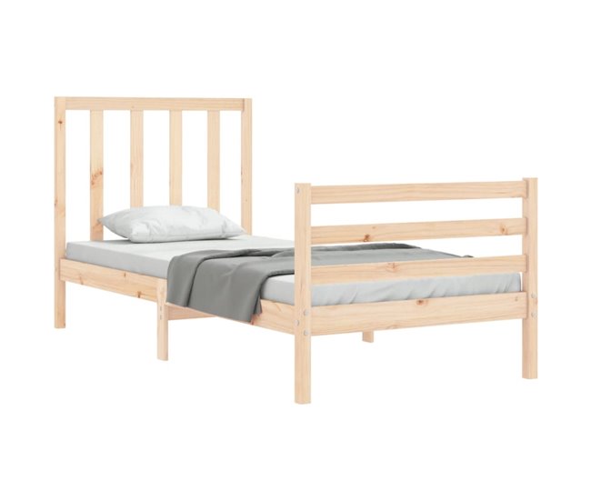 Conforama Estructura De Cama Con Cabecero Madera Maciza 100x200 Cm