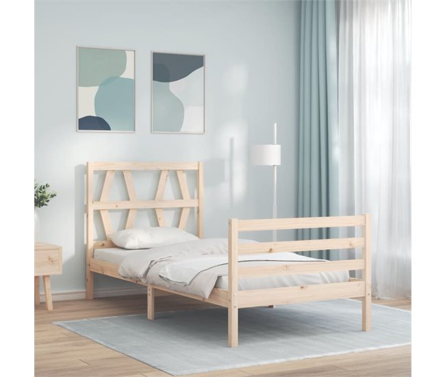 Conforama Estructura De Cama Con Cabecero Madera Maciza 100x200 Cm