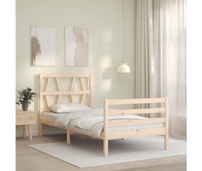 Conforama Estructura De Cama Con Cabecero Madera Maciza 100x200 Cm
