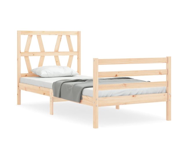 Conforama Estructura de cama con cabecero madera maciza 100x200 cm
