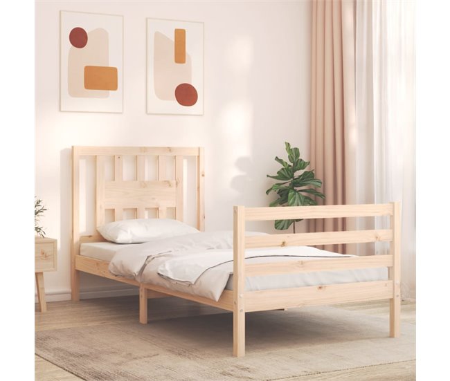 Conforama Estructura De Cama Con Cabecero Madera Maciza 100x200 Cm