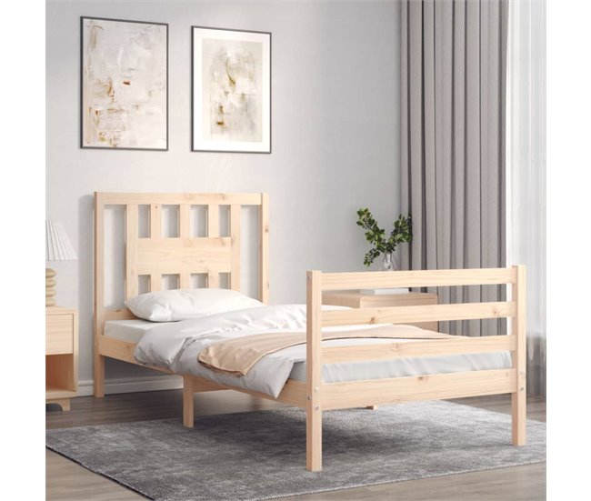 Conforama Estructura De Cama Con Cabecero Madera Maciza 100x200 Cm