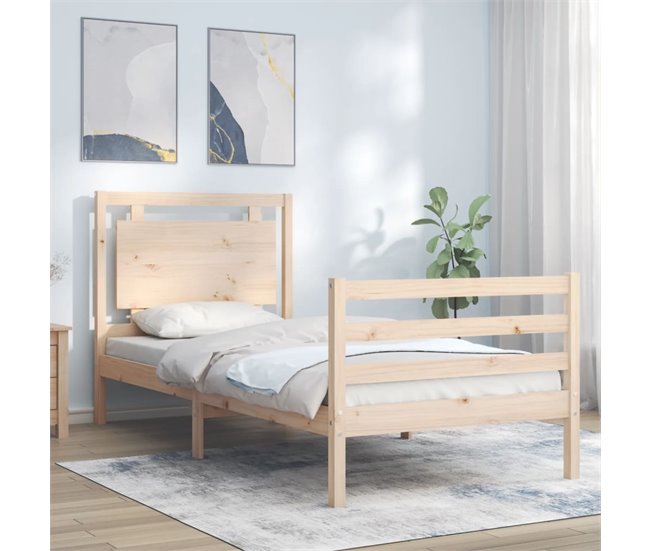 Conforama Estructura De Cama Con Cabecero Madera Maciza 100x200 Cm