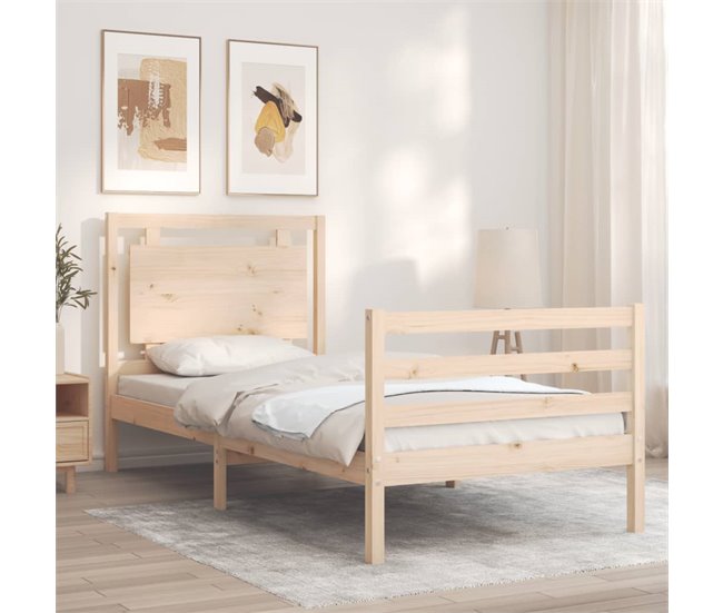 Conforama Estructura De Cama Con Cabecero Madera Maciza 100x200 Cm