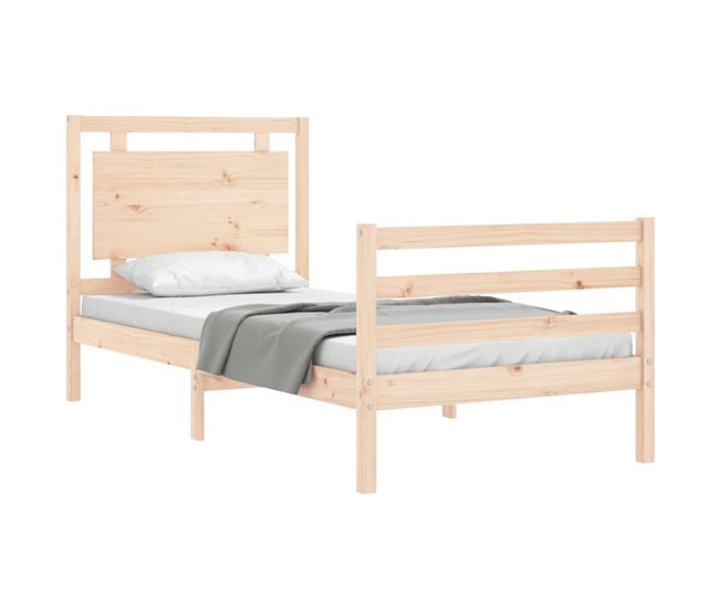 Conforama Estructura De Cama Con Cabecero Madera Maciza 100x200 Cm