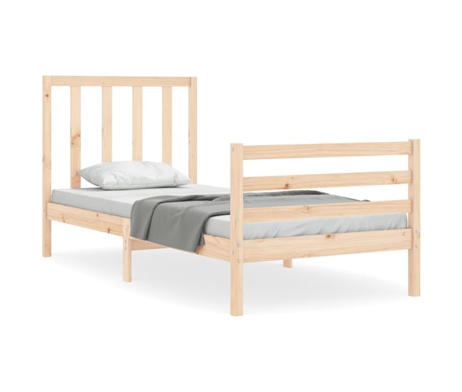 Conforama Estructura De Cama Con Cabecero Madera Maciza 100x200 Cm