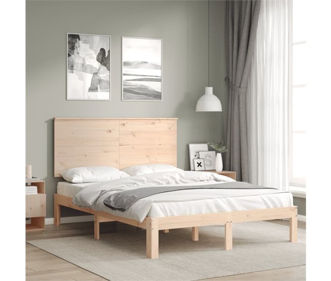 Conforama Estructura De Cama Con Cabecero Madera Maciza 120x200 Cm
