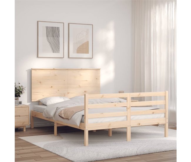 Conforama Estructura De Cama Con Cabecero Madera Maciza 120x200 Cm