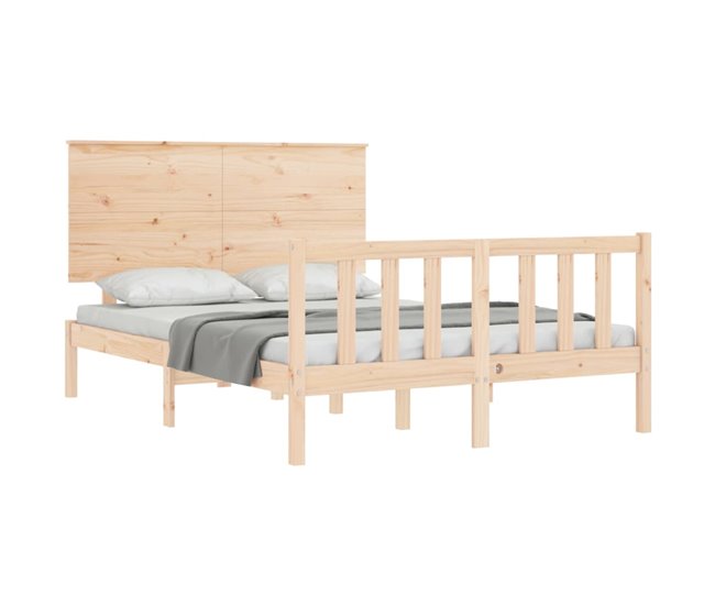 Conforama Estructura De Cama Con Cabecero Madera Maciza 120x200 Cm