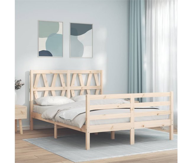 Conforama Estructura De Cama Con Cabecero Madera Maciza 120x200 Cm