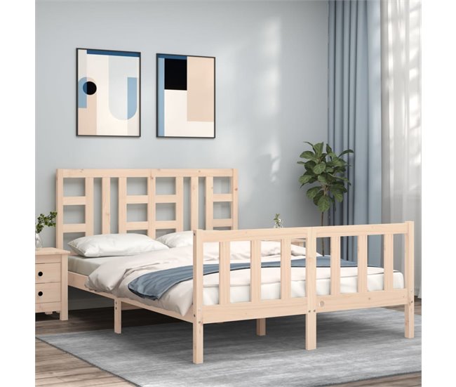 Conforama Estructura De Cama Con Cabecero Madera Maciza 140x190 Cm