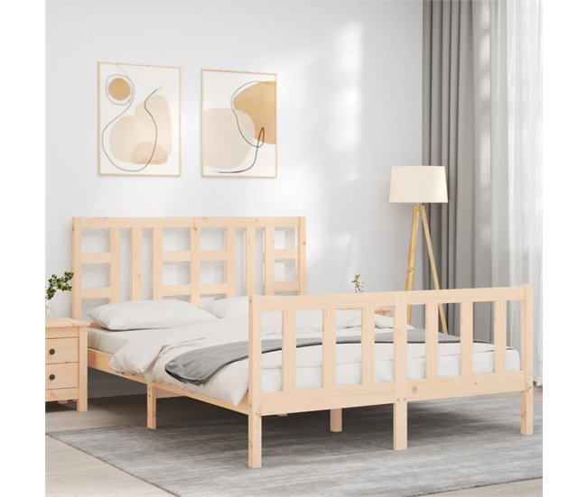 Conforama Estructura De Cama Con Cabecero Madera Maciza 140x190 Cm