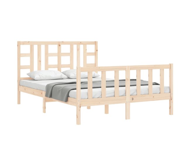 Conforama Estructura De Cama Con Cabecero Madera Maciza 140x190 Cm