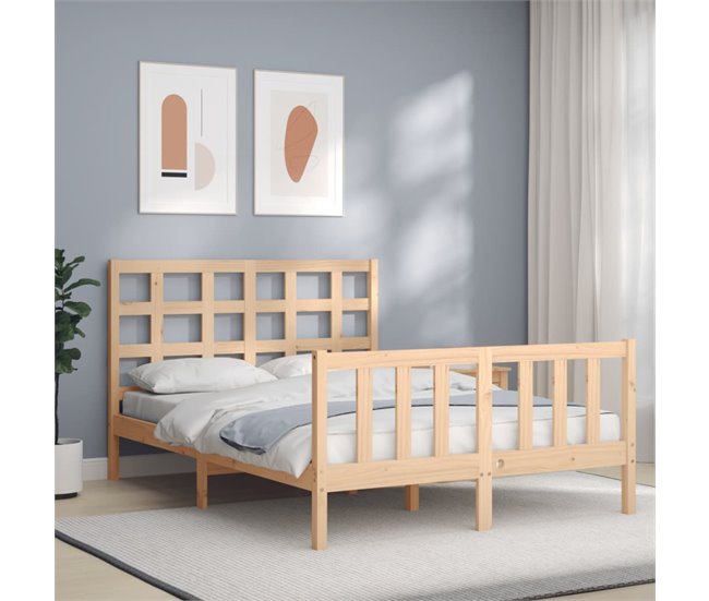 Conforama Estructura De Cama Con Cabecero Madera Maciza 140x190 Cm