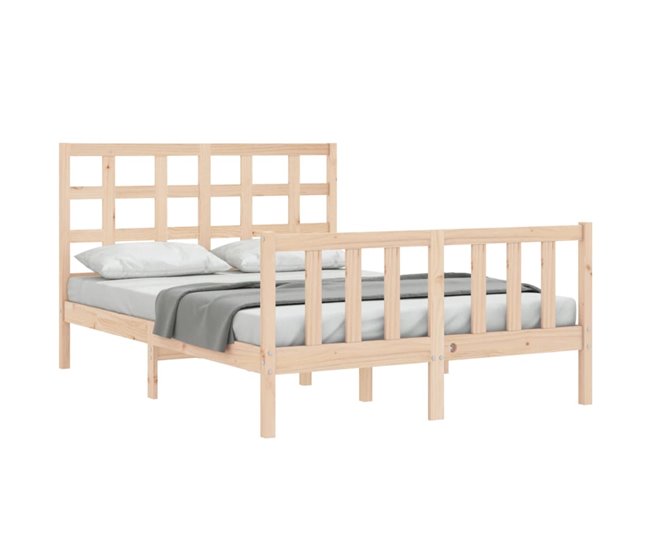 Conforama Estructura De Cama Con Cabecero Madera Maciza 140x190 Cm