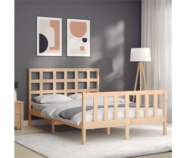 Conforama Estructura De Cama Con Cabecero Madera Maciza 140x190 Cm