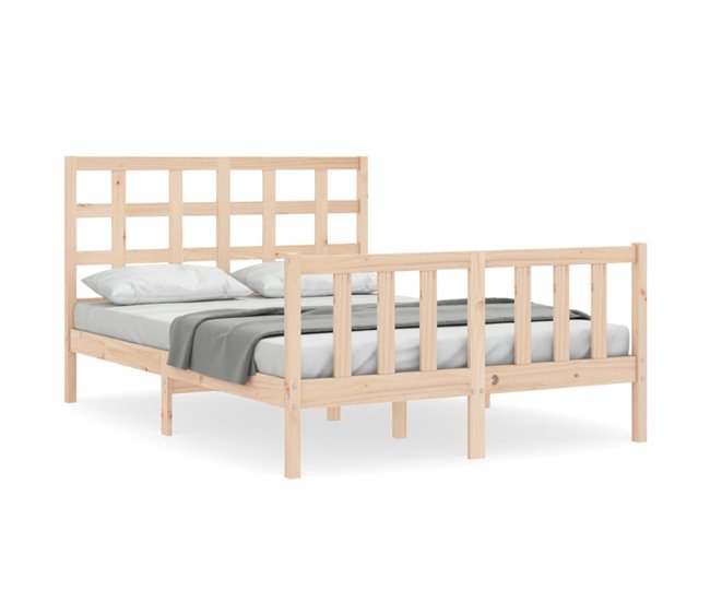 Conforama Estructura de cama con cabecero madera maciza 140x190 cm