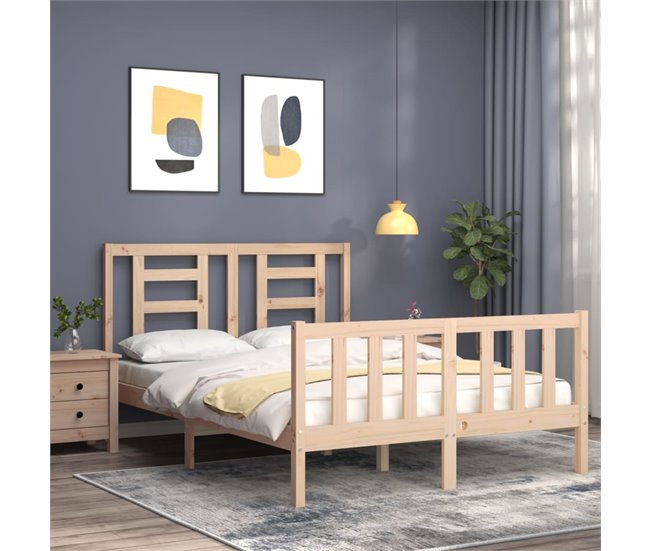 Conforama Estructura De Cama Con Cabecero Madera Maciza 140x190 Cm
