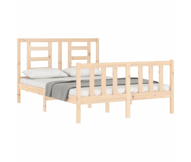 Conforama Estructura De Cama Con Cabecero Madera Maciza 140x190 Cm