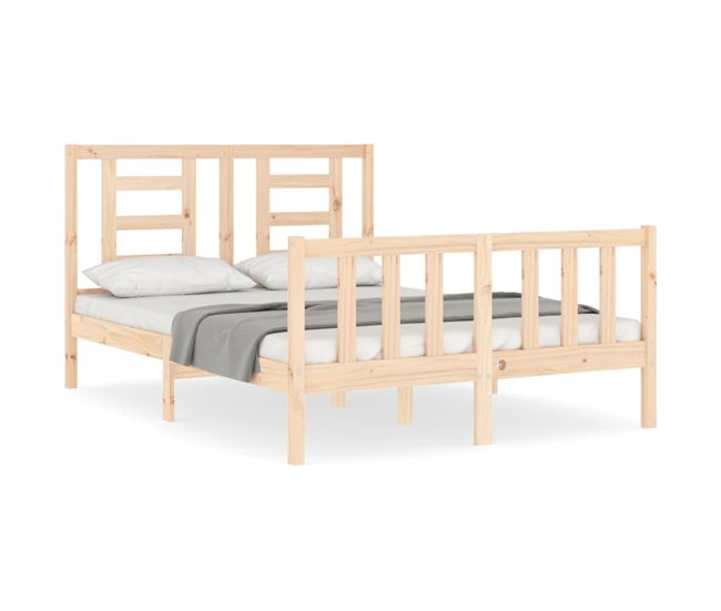 Conforama Estructura de cama con cabecero madera maciza 140x190 cm