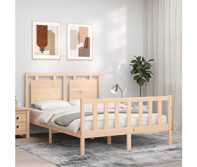 Conforama Estructura De Cama Con Cabecero Madera Maciza 140x190 Cm