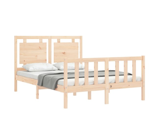 Conforama Estructura De Cama Con Cabecero Madera Maciza 140x190 Cm