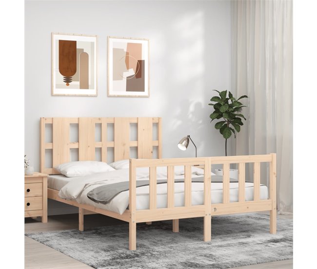 Conforama Estructura De Cama Con Cabecero Madera Maciza 140x190 Cm